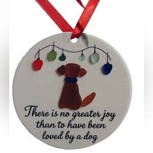 New- Christmas ornament featuring a dog design made to look like sea glass.
